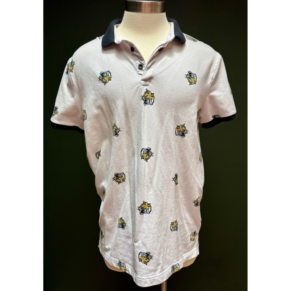 Hollister Tiger Print Shirt Short Sleeve Polo Men's Size XL